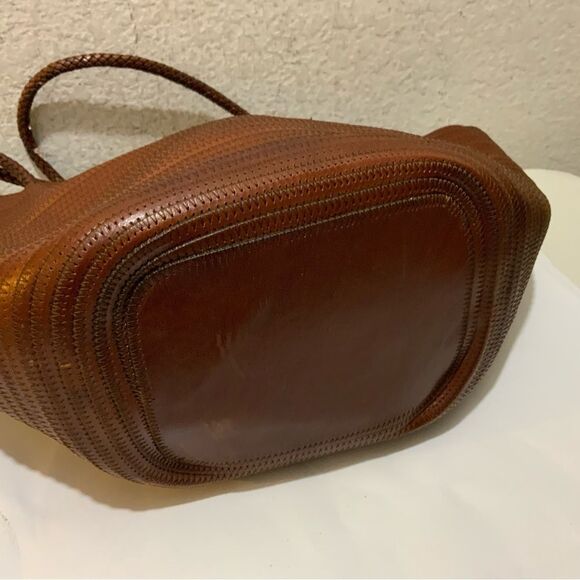 Talbots Leather Woven bucket Bag top open - Picture 6 of 14